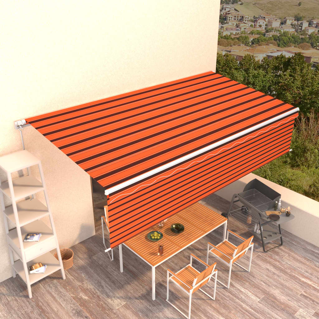 Gelenkarmmarkise Einziehbar mit Jalousie 6x3 m Orange und Braun