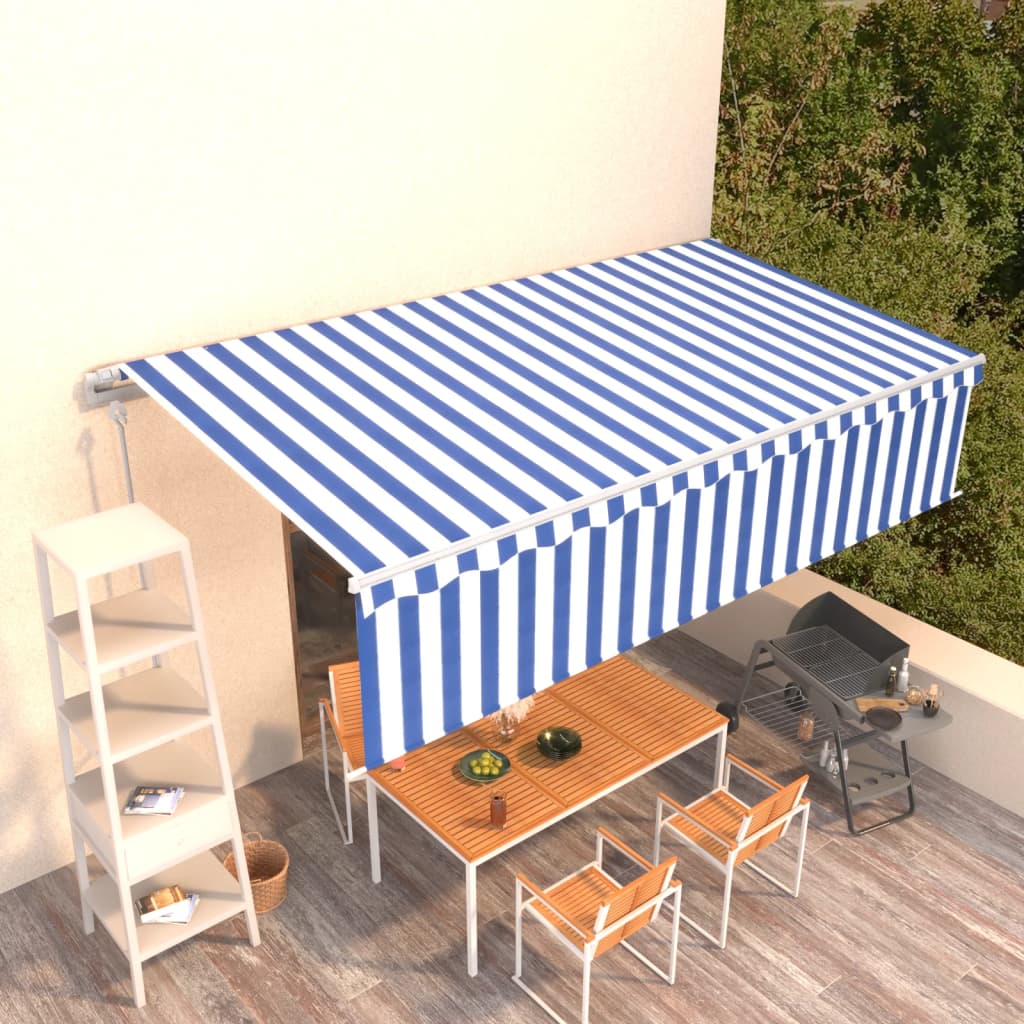 Gelenkarmmarkise Automatisch mit Jalousie 6x3 m Blau und Weiß