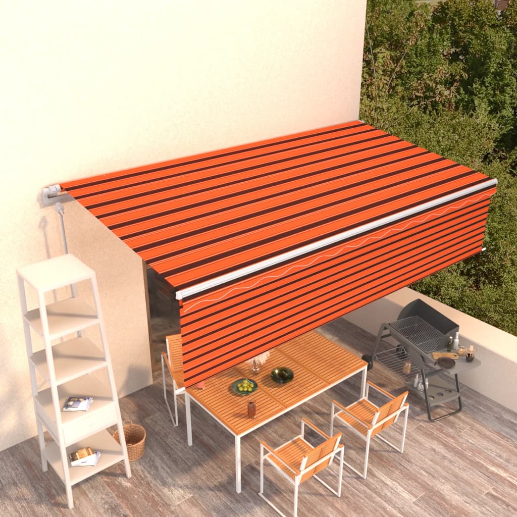 Gelenkarmmarkise Automatisch mit Jalousie 6x3m Orange und Braun