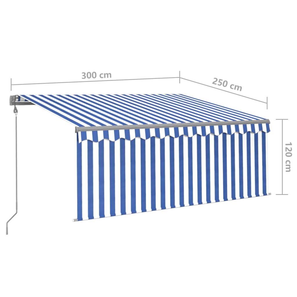 Gelenkarmmarkise Automatisch mit Jalousie 3x2,5 m Blau und Weiß