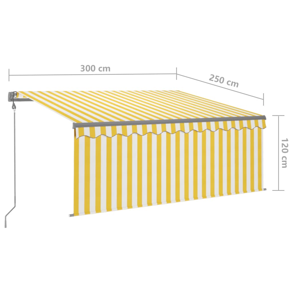 Gelenkarmmarkise Automatisch mit Volant 3x2,5 m Gelb und Weiß