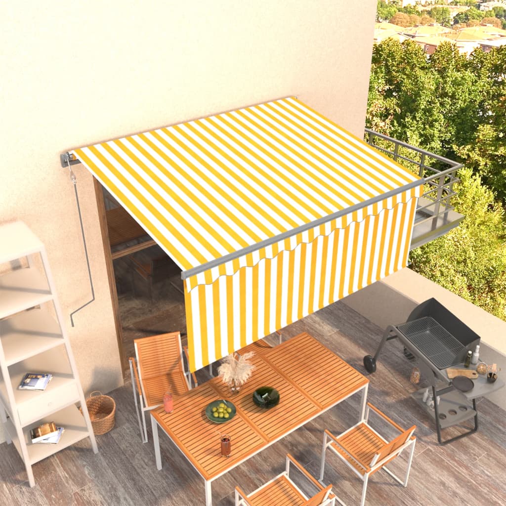 Gelenkarmmarkise Automatisch mit Volant 3x2,5 m Gelb und Weiß