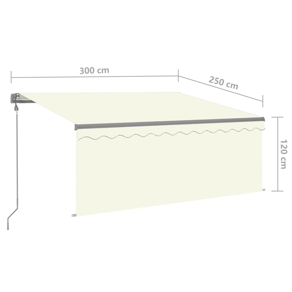 Automatische Markise mit Jalousie LED Windsensor 3x2,5 m Creme