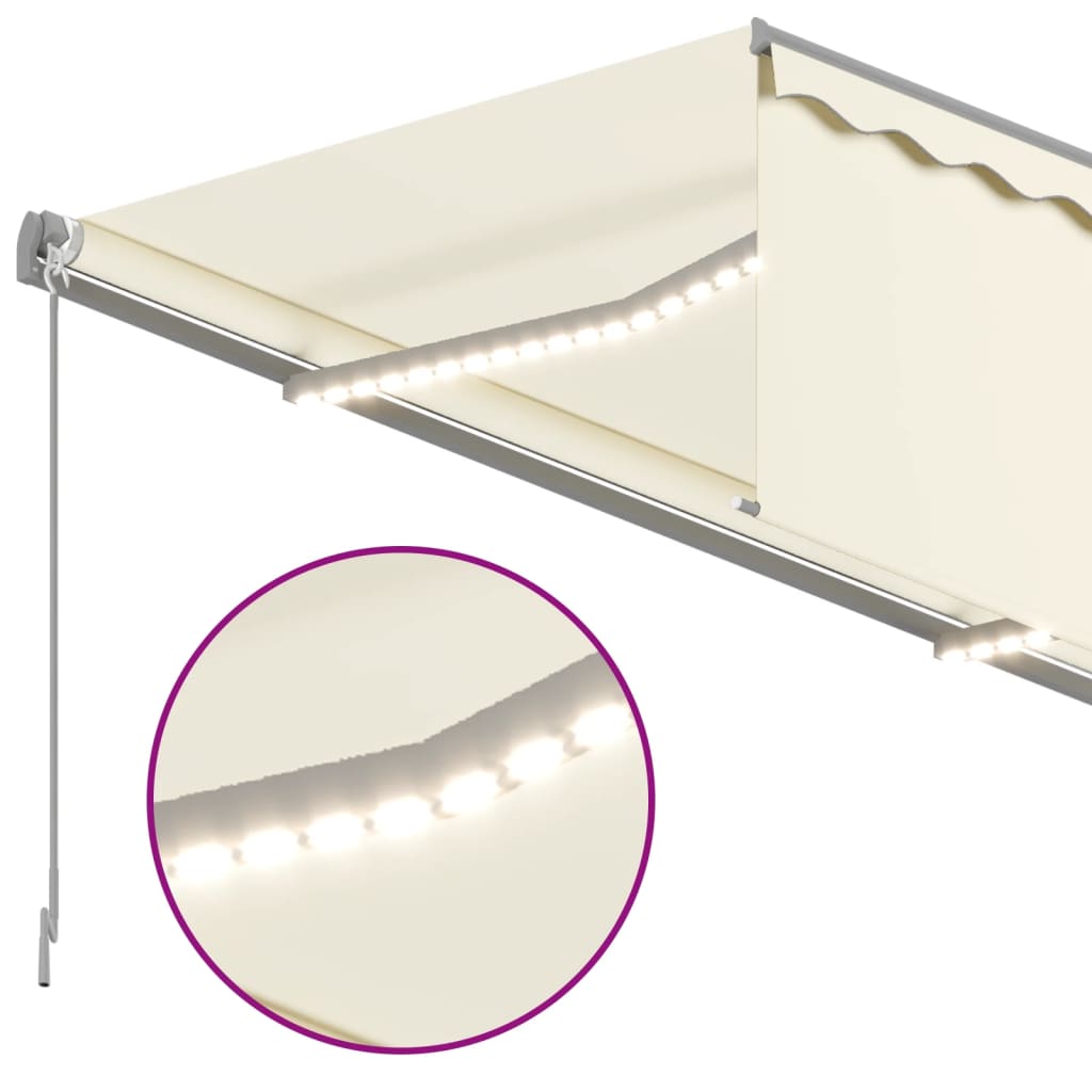 Gelenkarmmarkise Einziehbar mit Jalousie LED 3,5x2,5 m Creme