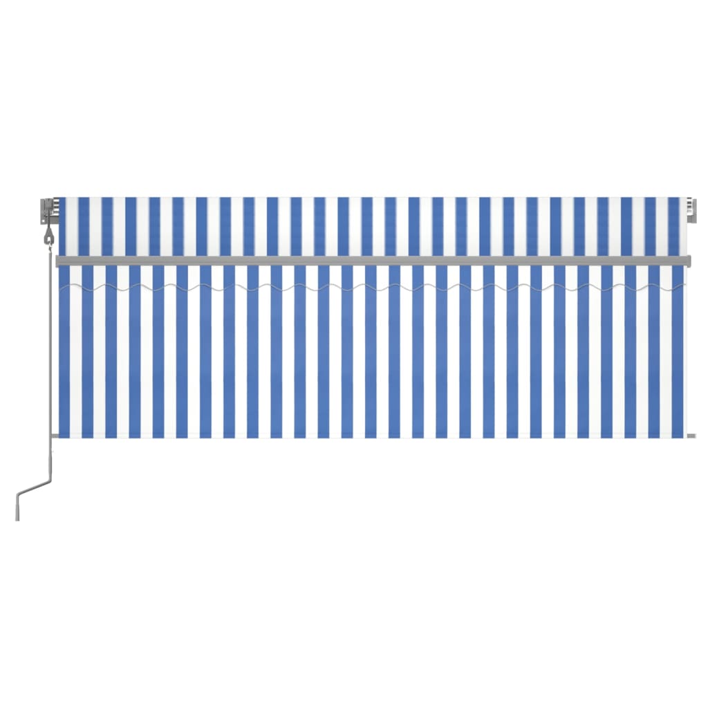 Automatische Markise mit Jalousie LED Windsensor 4x3m Blau Weiß