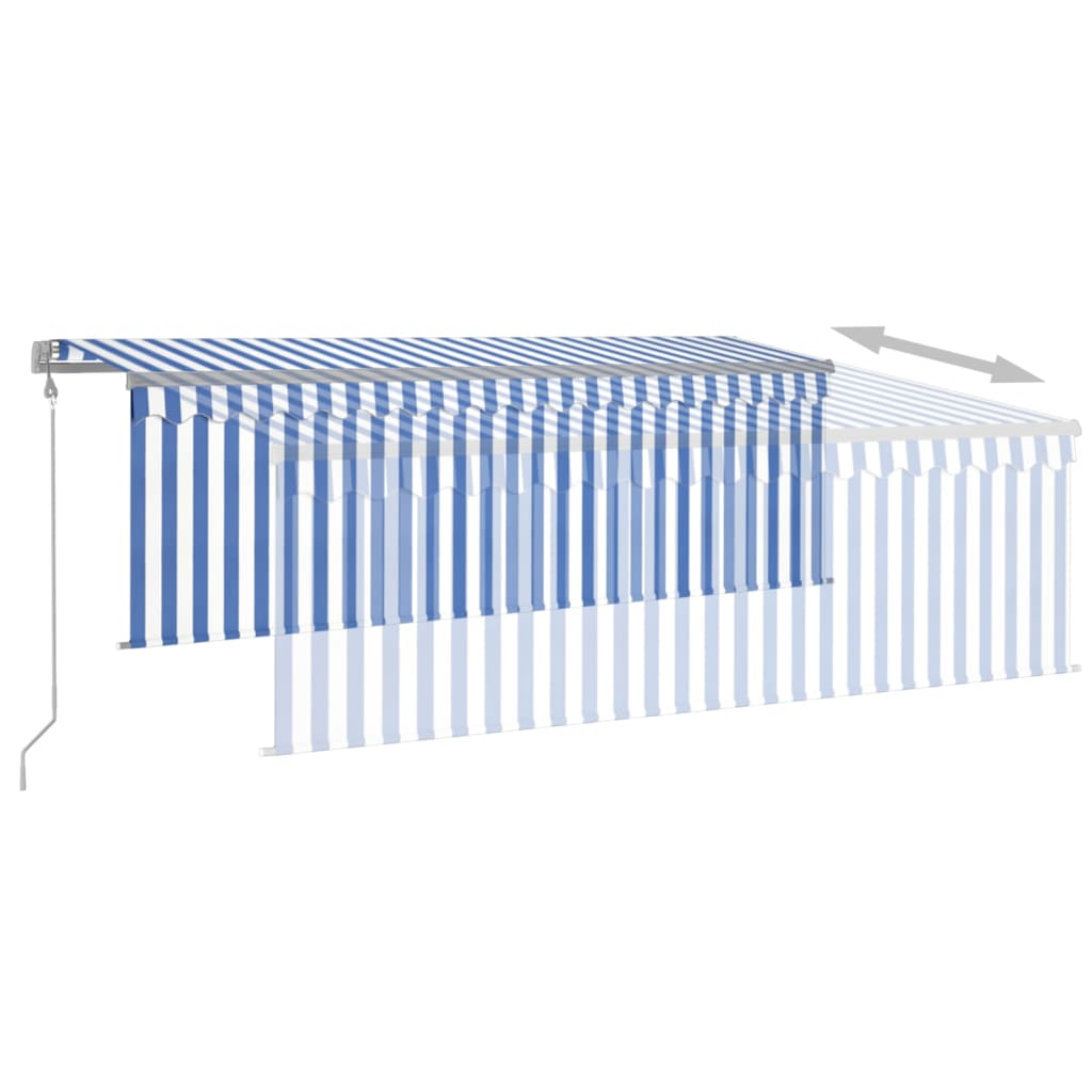 Automatische Markise mit Jalousie LED Windsensor 4x3m Blau Weiß