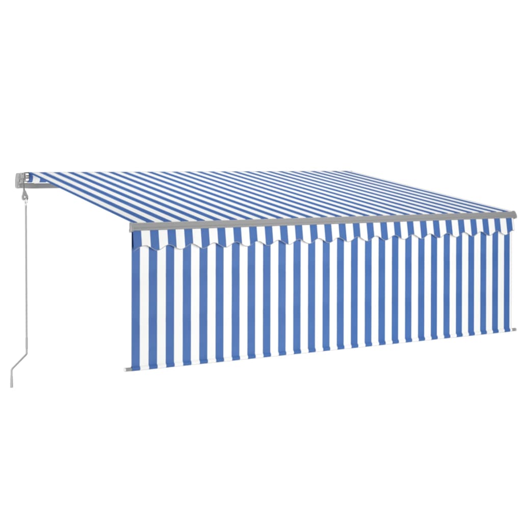 Automatische Markise Jalousie LED Windsensor 4,5x3 m Blau Weiß