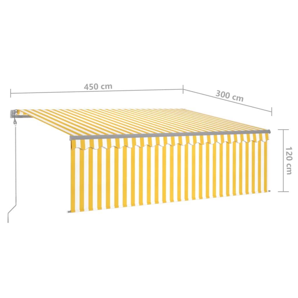 Automatische Markise Jalousie LED Windsensor 4,5x3 m Gelb Weiß