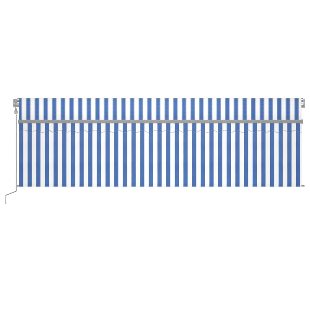 Automatische Markise mit Jalousie LED Windsensor 5x3m Blau Weiß
