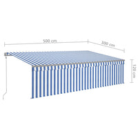 Thumbnail for Automatische Markise mit Jalousie LED Windsensor 5x3m Blau Weiß