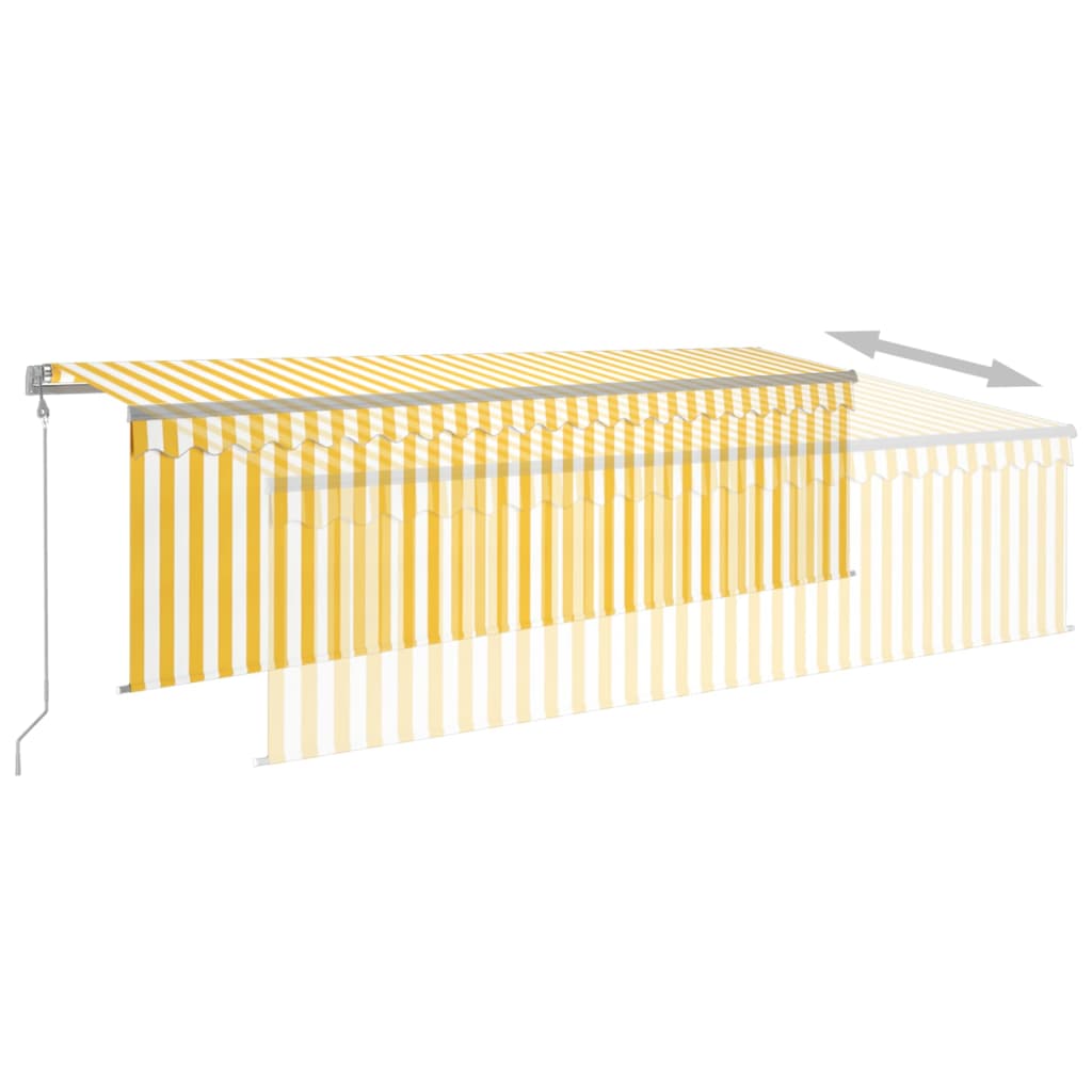 Automatische Markise mit Jalousie LED Windsensor 5x3m Gelb Weiß