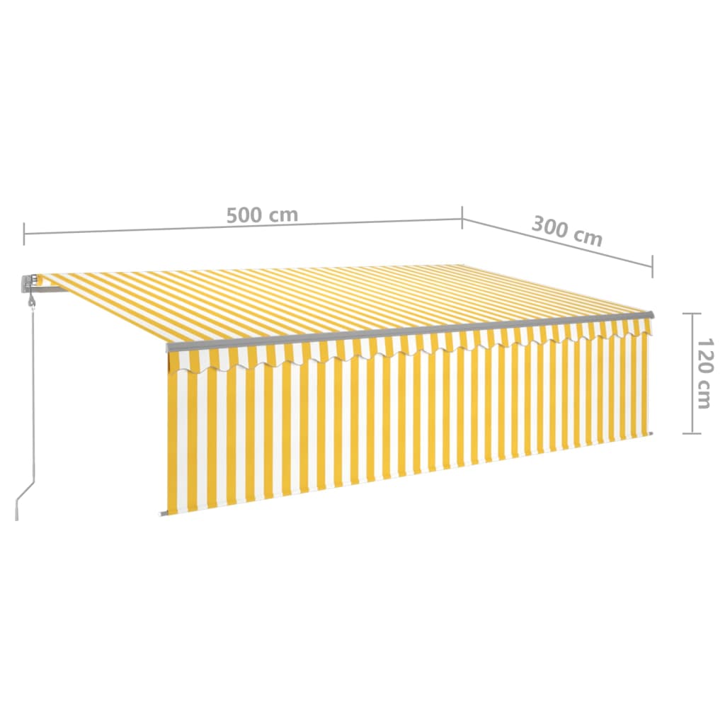 Automatische Markise mit Jalousie LED Windsensor 5x3m Gelb Weiß