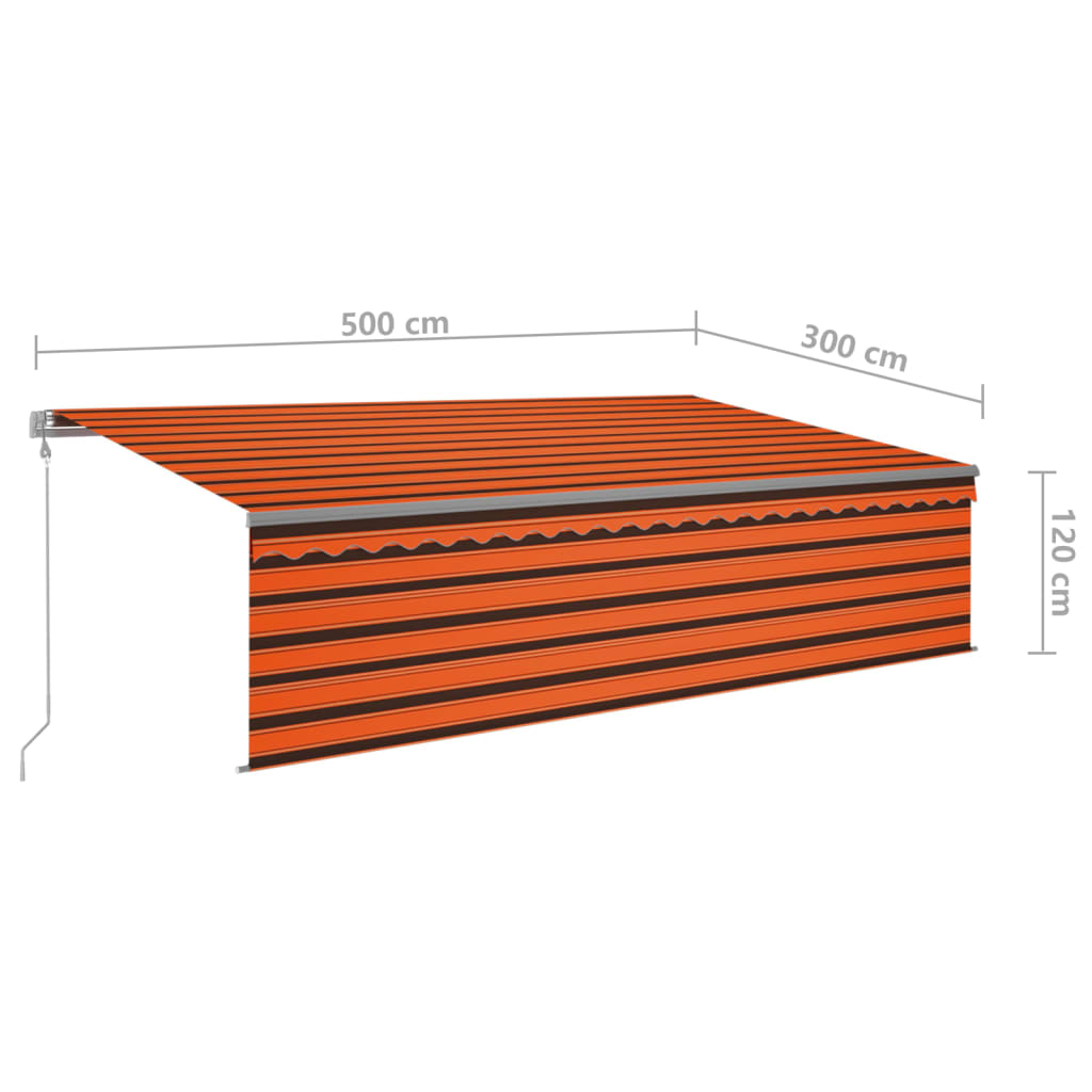 Markise Automatisch Jalousie LED Windsensor 5x3m Orange Braun