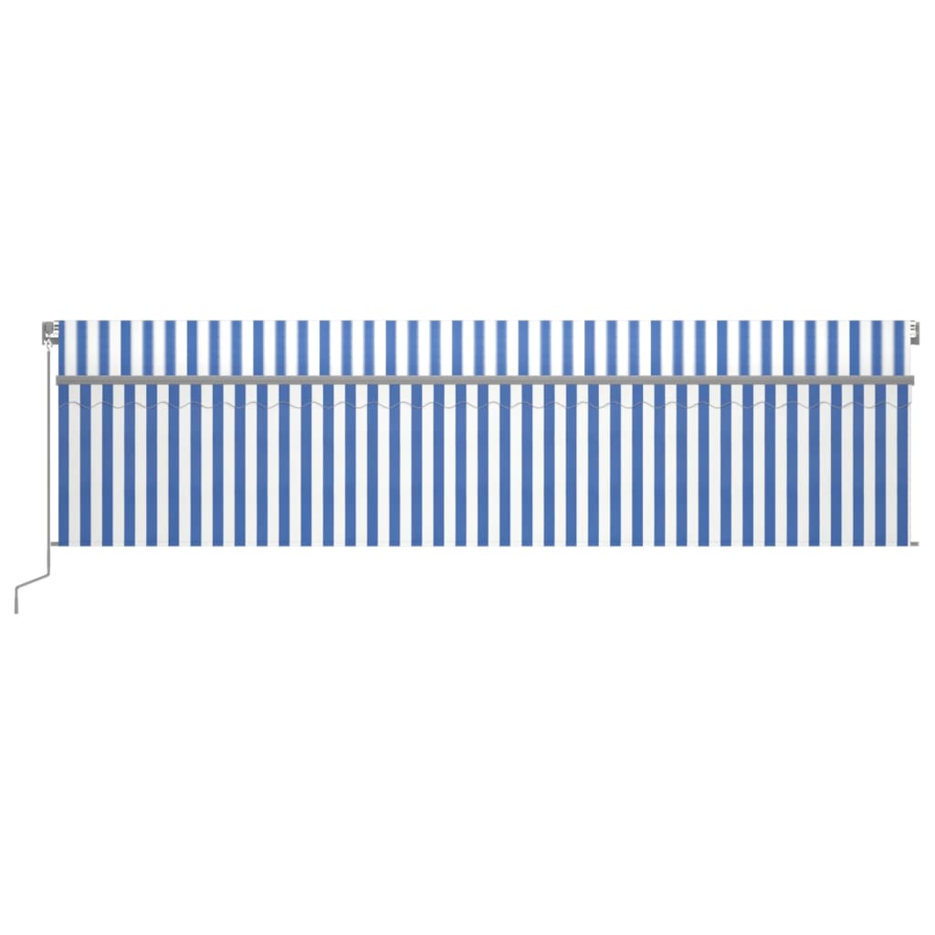 Automatische Markise mit Jalousie LED Windsensor 6x3m Blau Weiß