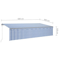 Thumbnail for Automatische Markise mit Jalousie LED Windsensor 6x3m Blau Weiß