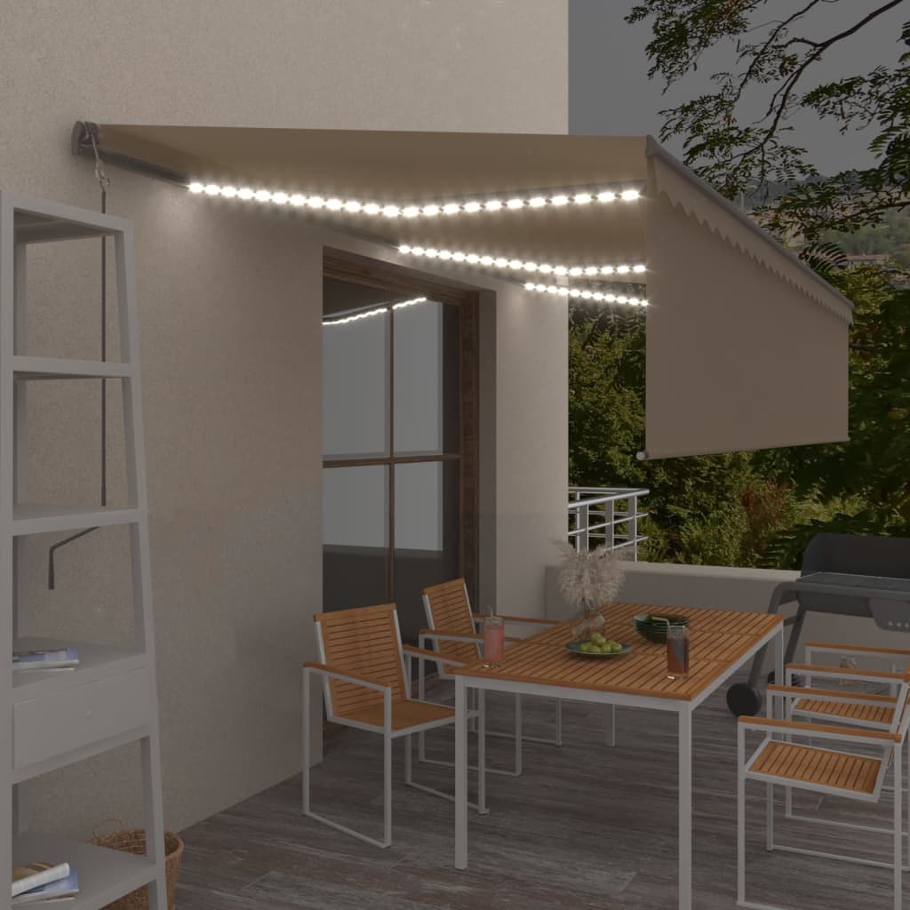 Automatische Markise mit Jalousie LED & Windsensor 6x3 m Creme