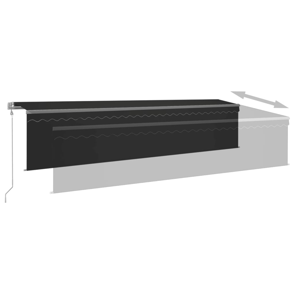 Automatische Markise mit Volant LED & Windsensor 6x3m Anthrazit