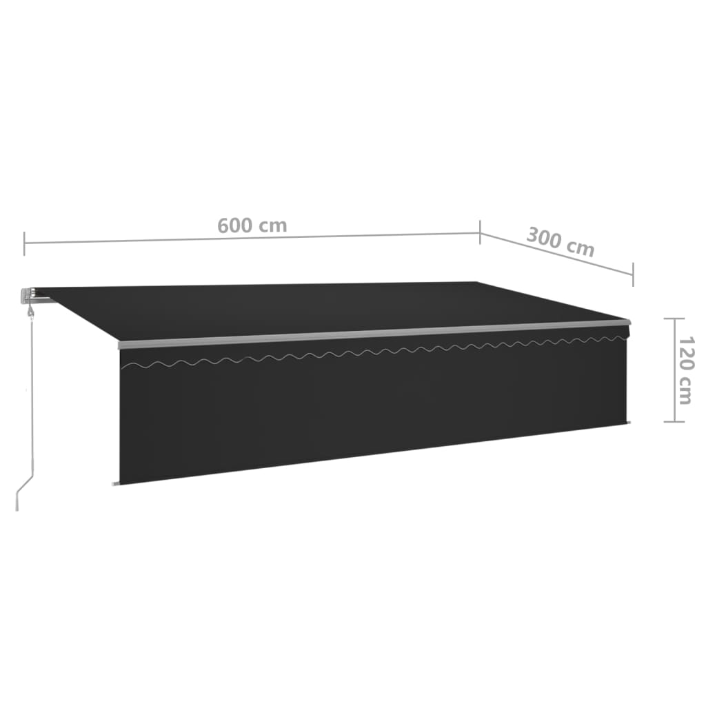 Automatische Markise mit Volant LED & Windsensor 6x3m Anthrazit