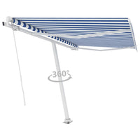 Thumbnail for Standmarkise Einziehbar Handbetrieben 300x250 cm Blau/Weiß