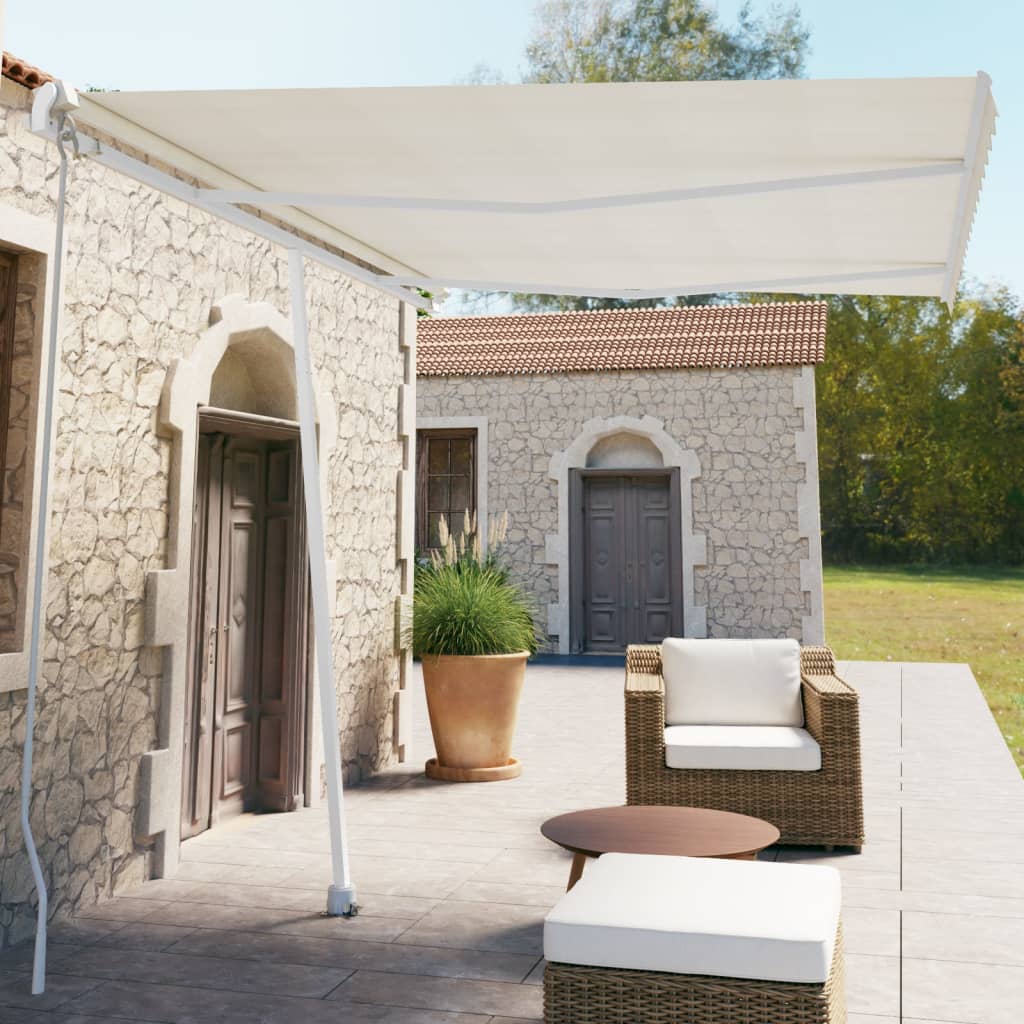 Standmarkise Einziehbar Handbetrieben 350x250 cm Cremeweiß