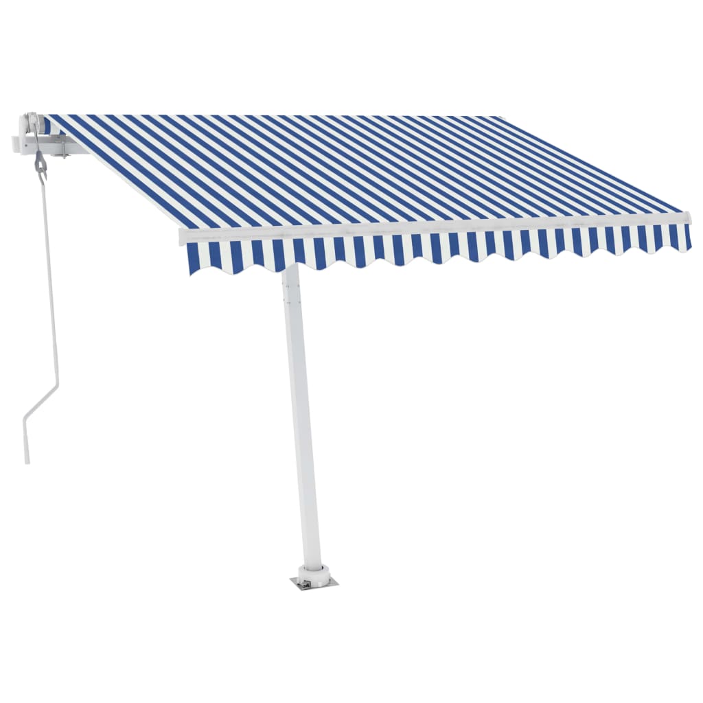 Automatische Markise mit LED & Windsensor 350x250 cm Blau Weiß