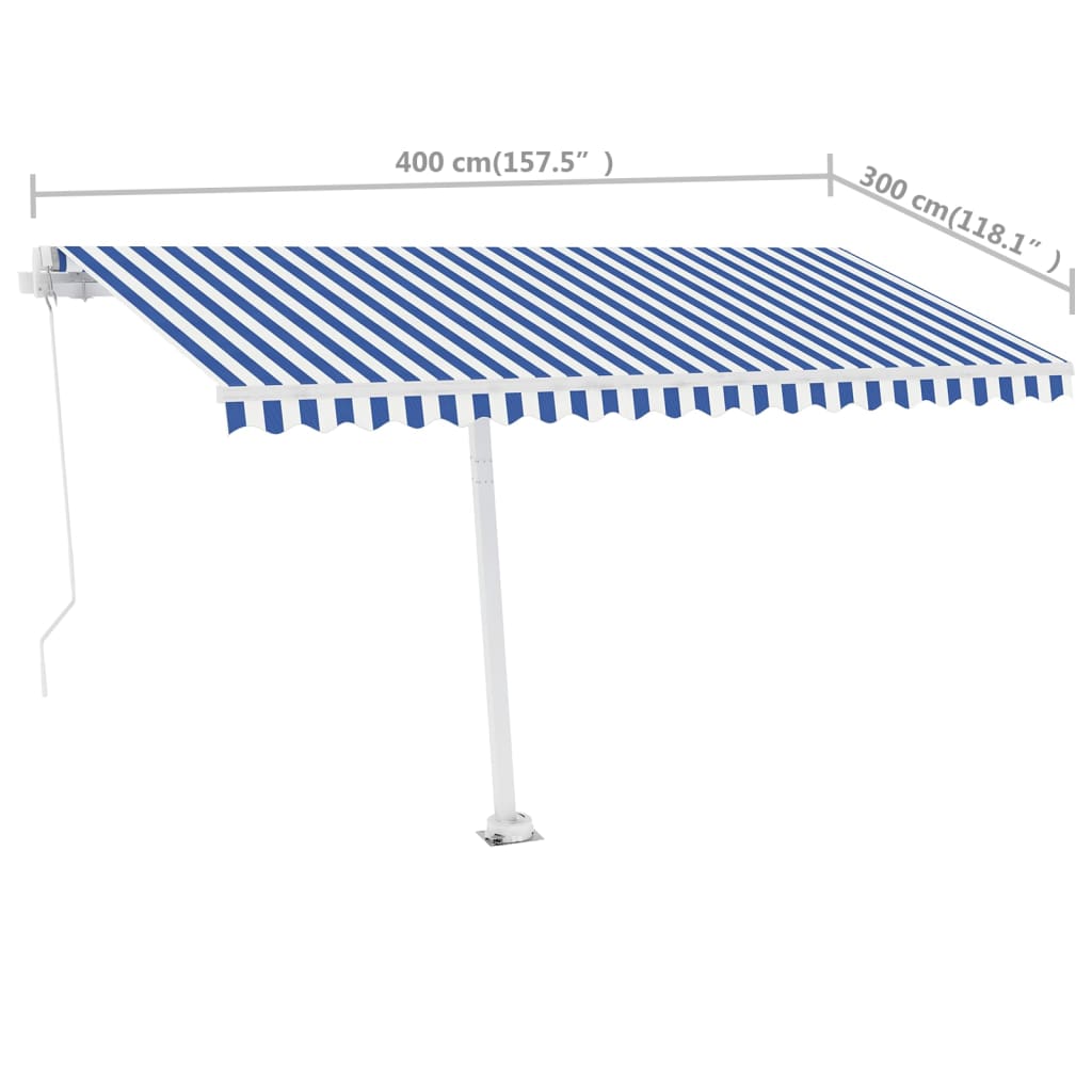 Standmarkise Einziehbar Handbetrieben 400x300 cm Blau/Weiß