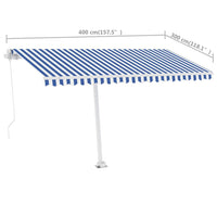 Thumbnail for Standmarkise Einziehbar Handbetrieben 400x300 cm Blau/Weiß