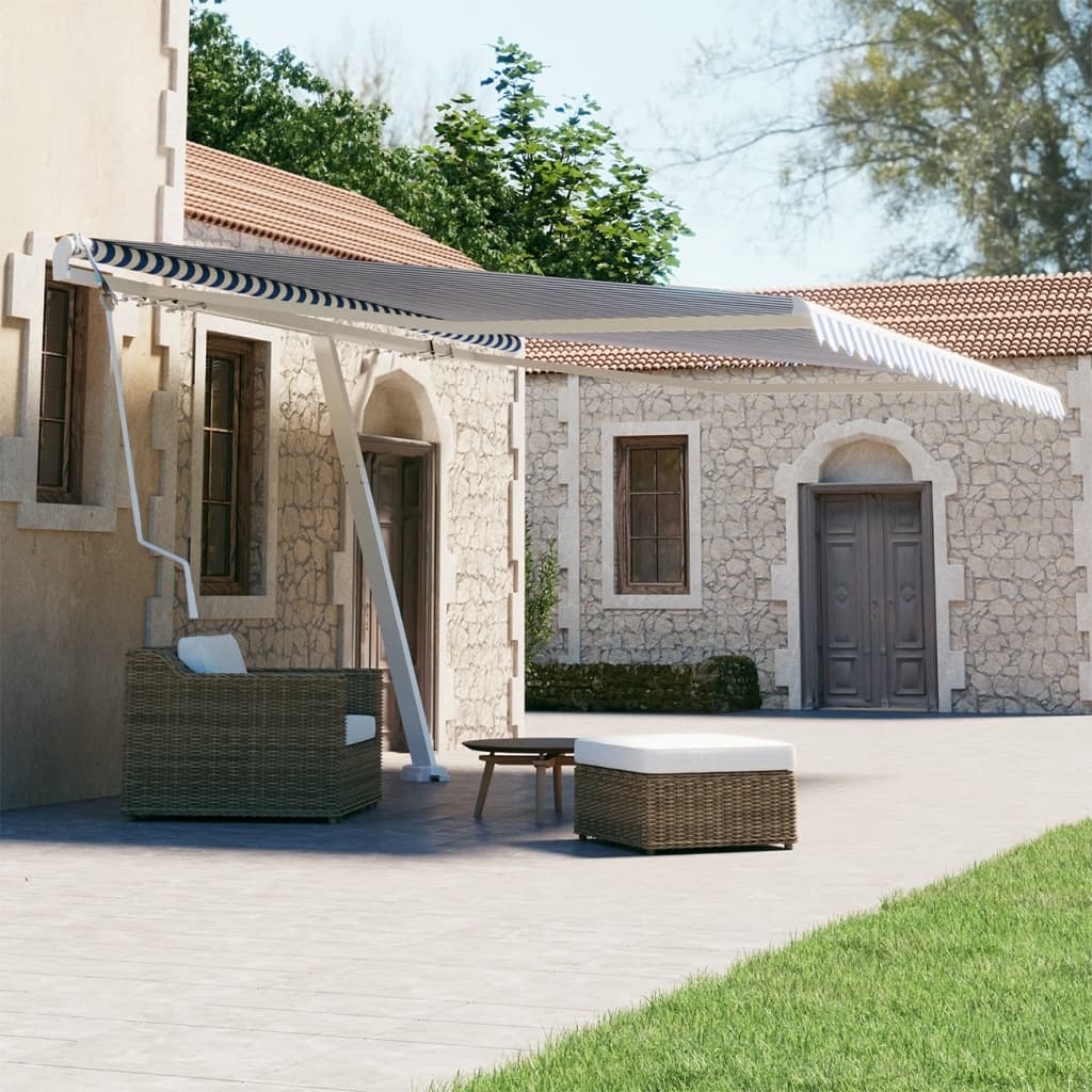 Standmarkise Automatisch 450x300 cm Blau/Weiß