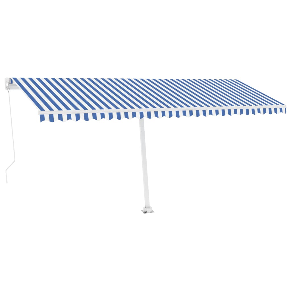 Standmarkise Einziehbar Handbetrieben 500x300 cm Blau/Weiß