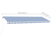 Thumbnail for Standmarkise Einziehbar Handbetrieben 500x300 cm Blau/Weiß