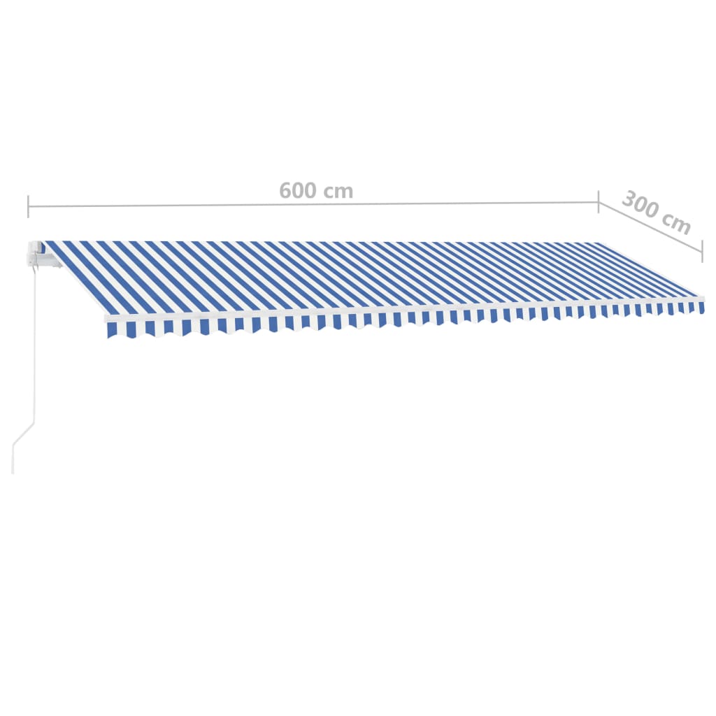 Standmarkise Einziehbar Handbetrieben 600x300 cm Blau/Weiß