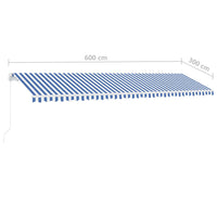 Thumbnail for Standmarkise Einziehbar Handbetrieben 600x300 cm Blau/Weiß