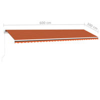 Thumbnail for Standmarkise Einziehbar Handbetrieben 600x300 cm Orange/Braun