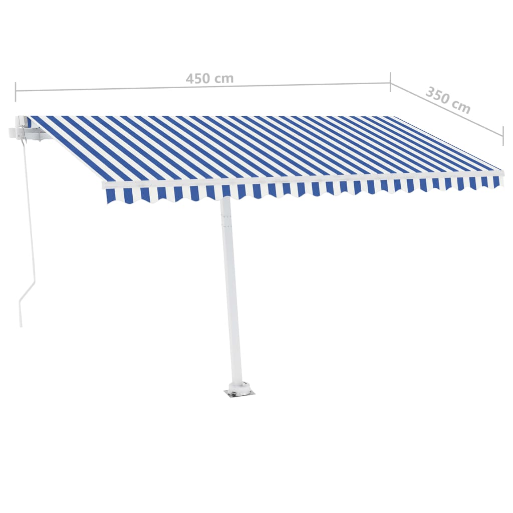 Standmarkise Einziehbar Handbetrieben 450x350 cm Blau/Weiß