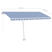 Thumbnail for Standmarkise Einziehbar Handbetrieben 450x350 cm Blau/Weiß