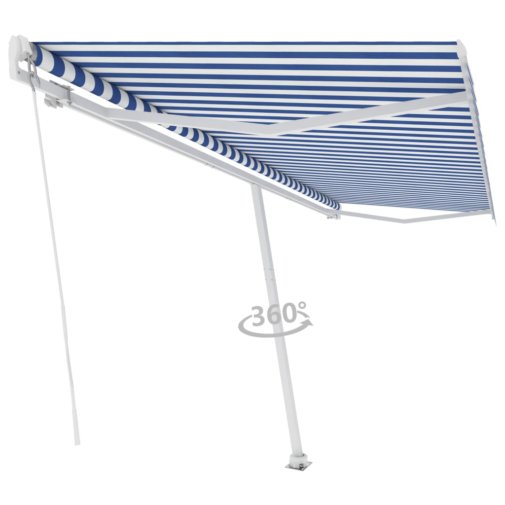 Standmarkise Einziehbar Handbetrieben 500x350 cm Blau/Weiß