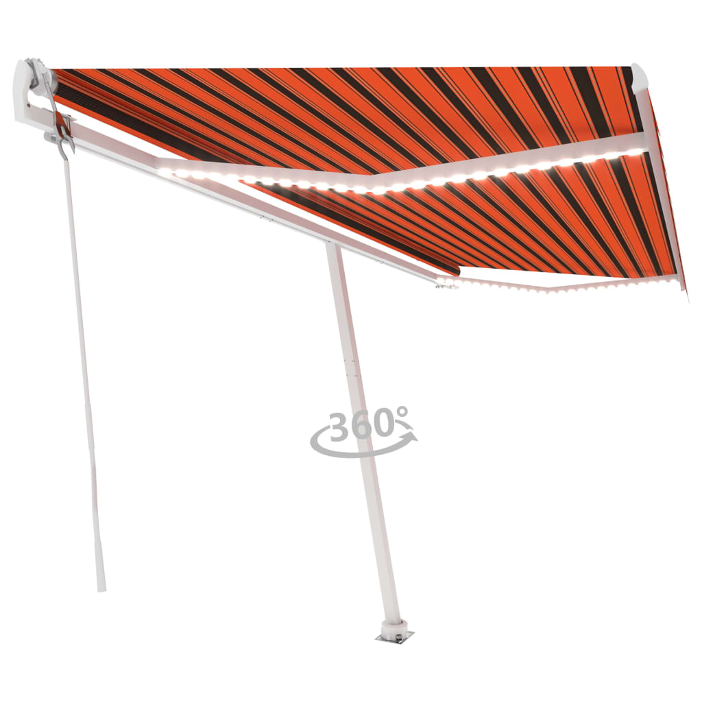Automatische Markise mit LED Windsensor 500x350 cm Orange/Braun