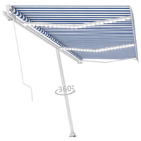 Thumbnail for Gelenkarmmarkise Einziehbar mit LED 600x350 cm Blau und Weiß