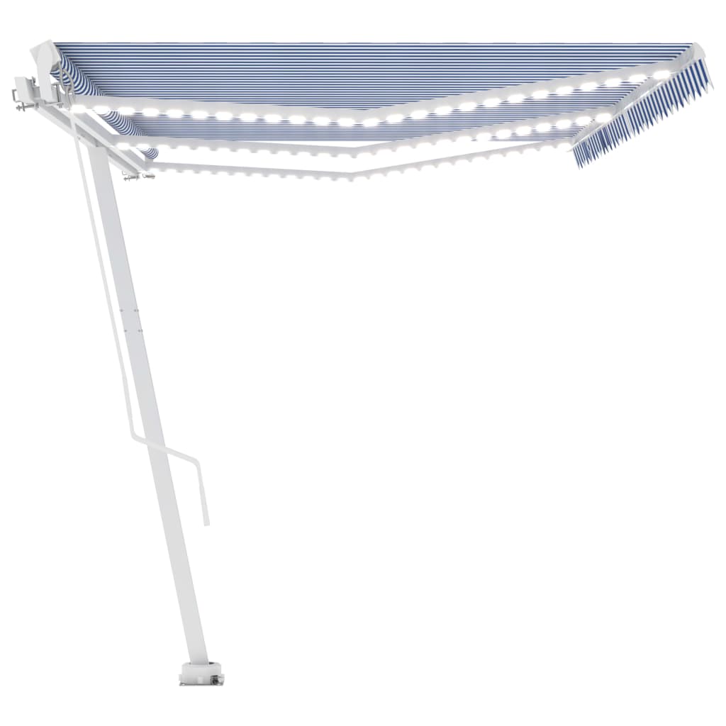 Gelenkarmmarkise Einziehbar mit LED 600x350 cm Blau und Weiß