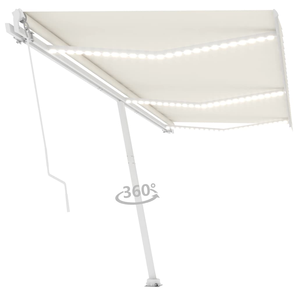 Gelenkarmmarkise Einziehbar mit LED 600x350 cm Cremeweiß