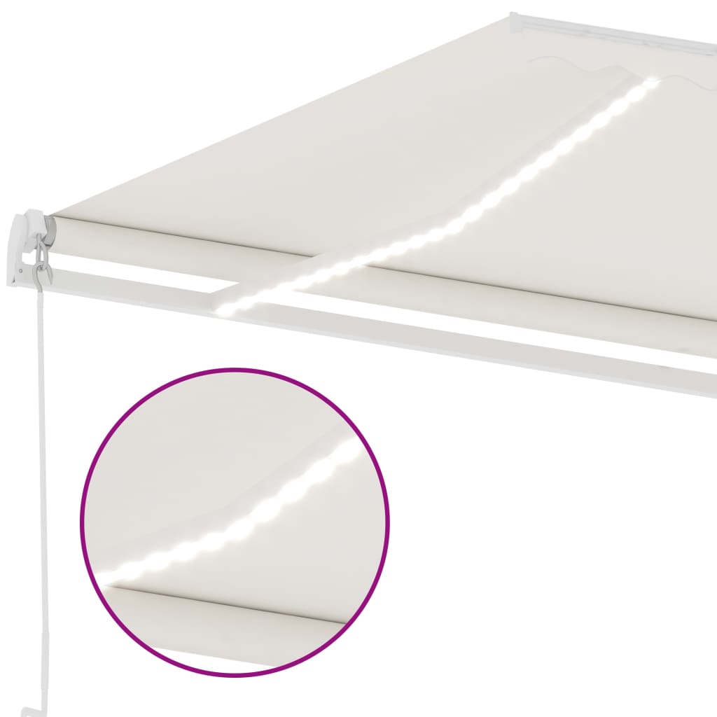 Gelenkarmmarkise Einziehbar mit LED 600x350 cm Cremeweiß