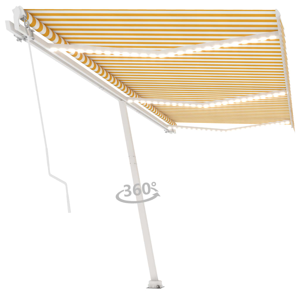Gelenkarmmarkise Einziehbar mit LED 600x350 cm Gelb & Weiß