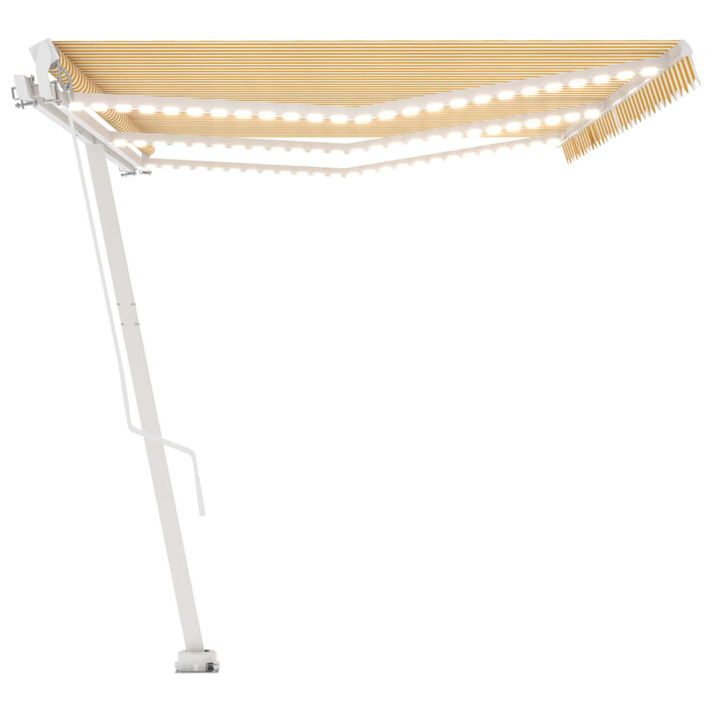 Gelenkarmmarkise Einziehbar mit LED 600x350 cm Gelb & Weiß