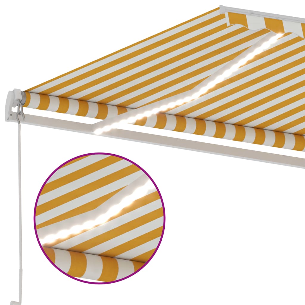 Gelenkarmmarkise Einziehbar mit LED 600x350 cm Gelb & Weiß