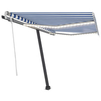 Thumbnail for Gelenkarmmarkise Einziehbar mit LED 350x250 cm Blau und Weiß