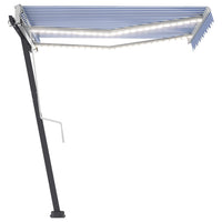 Thumbnail for Gelenkarmmarkise Einziehbar mit LED 350x250 cm Blau und Weiß