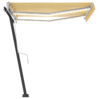 Thumbnail for Gelenkarmmarkise Einziehbar mit LED 350x250 cm Gelb und Weiß