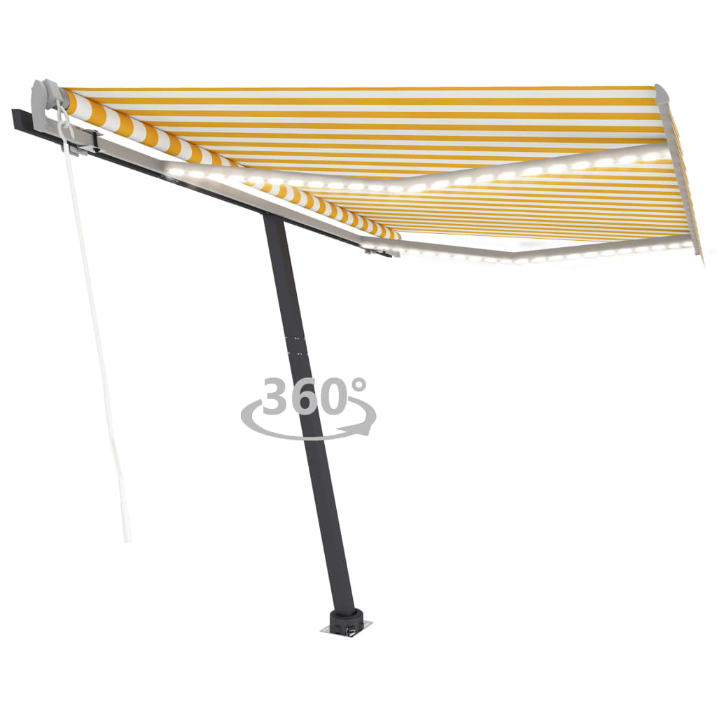Automatische Markise mit LED & Windsensor 350x250 cm Gelb/Weiß