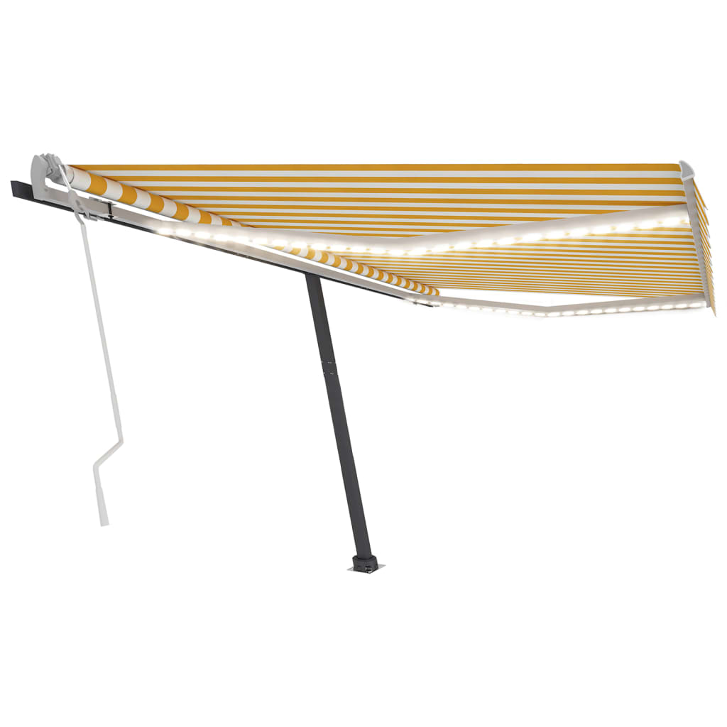 Gelenkarmmarkise Einziehbar mit LED 450x300 cm Gelb und Weiß