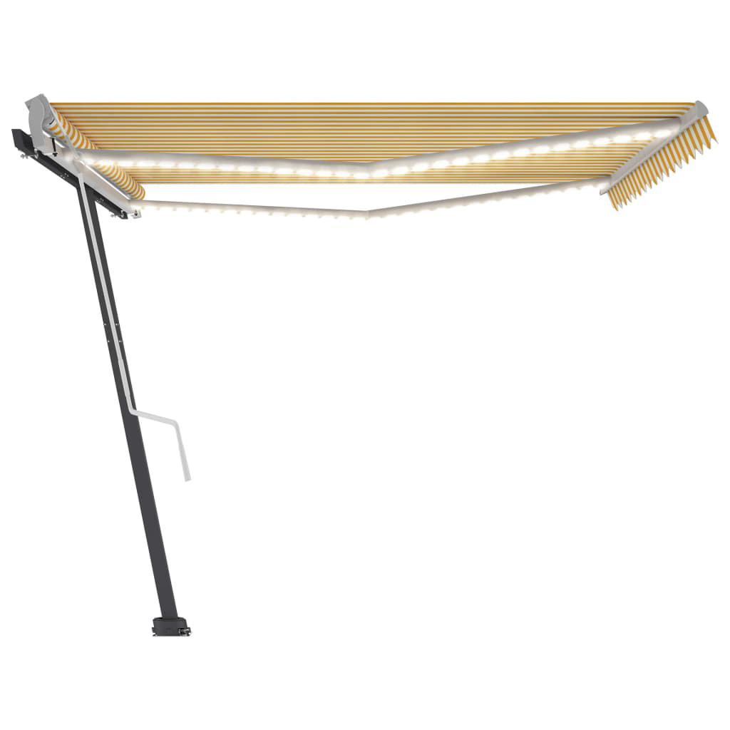 Gelenkarmmarkise Einziehbar mit LED 450x300 cm Gelb und Weiß